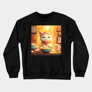 kawaii vintage style japenese ramen cat Crewneck Sweatshirt